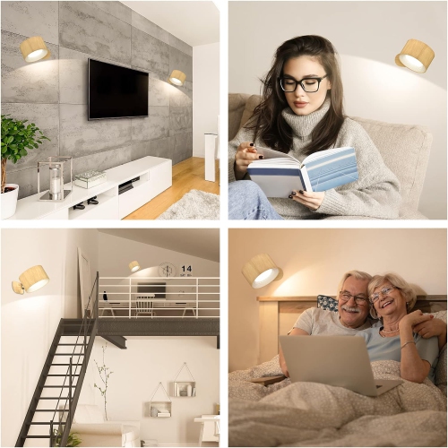 LED Sconces,Rechargeable LED Wall Light,Bedside Reading Lamp Touch Adjustable Night Light,Cordless Lights for Reading Bedside