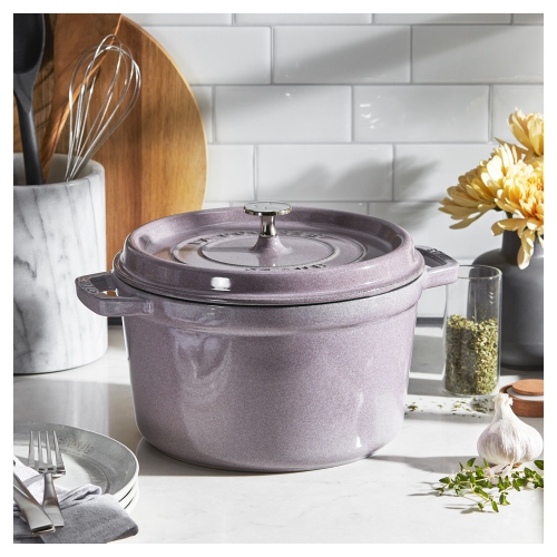 STAUB La Cocotte 4.75 L Cast Iron Round Cocotte Deep, Cherry Blossom