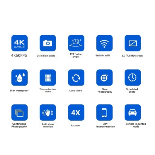 Sports camera 4K video camera anti-shake with remote control sports camera video camera, gray + 64G card