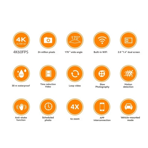 Action Camera Sports Camera True 4K Anti-Shake Dual Screen Touch Action Camera with Remote Control