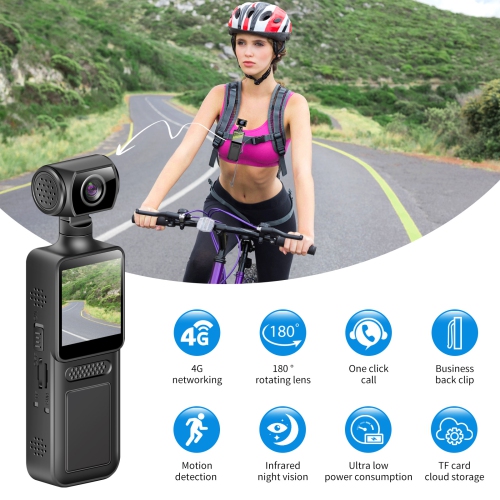 Ultra-clear 4G sports pocket camera with 180-degree rotating lens, creative and compact portable recorder, sports camera