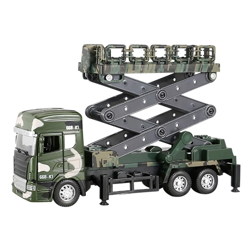 GREEN SCENIC  Toy Car Die-Cast Small Military Vehicle Lifting Light Sound Effect Gift for 3-8 Years Old Boys