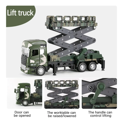 Toy car die-cast small military vehicle lifting light sound effect gift for 3-8 years old boys