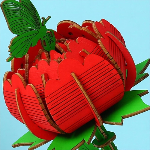 3D wooden puzzle peony flower puzzle children's educational toys for birthday gifts, memorial gifts