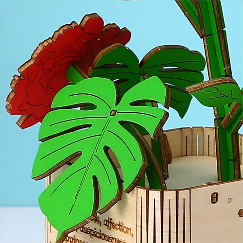 3D wooden puzzle peony flower puzzle children's educational toys for birthday gifts, memorial gifts