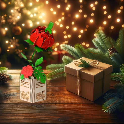 3D wooden puzzle peony flower puzzle children's educational toys for birthday gifts, memorial gifts