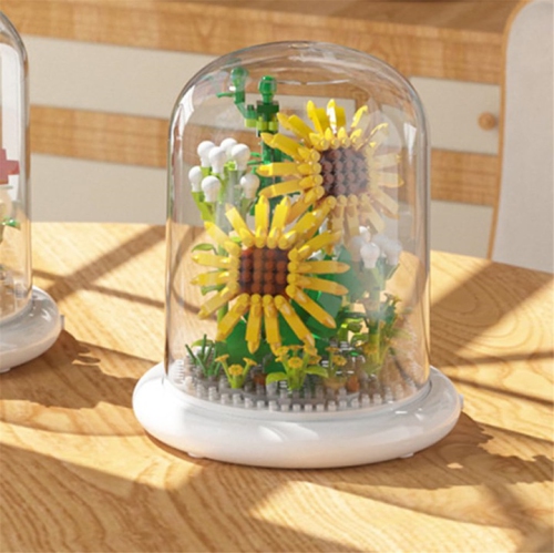 Eternal life bouquet sunflower flower building blocks flower small particles assembled puzzle micro particles toy birthday gift