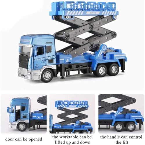 Chariot élévateur à ciseaux miniature pour enfants Véhicule d'ingénierie de levage de godet jouet de réparation de panne routière modèle avec lumière