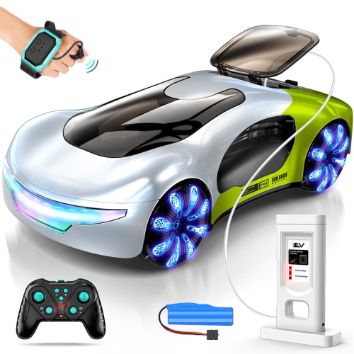 A dazzling remote control stunt car that can rotate 360 ​​degrees and has eye-catching paint, making it a great birthday gift for boys - Green