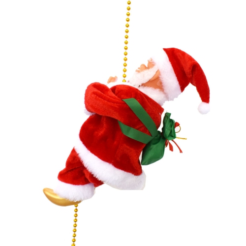 Santa Claus Ladder Electric Rope Plush Cartoon Doll 3-Level Cute Christmas Ornaments Santa Claus Ladder Santa Claus Climbing Ladder