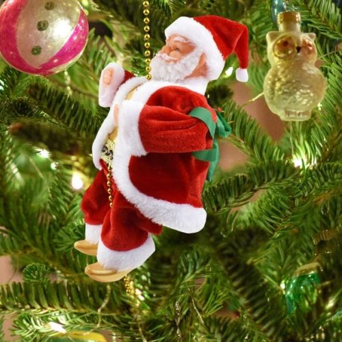 Santa Claus Ladder Electric Rope Plush Cartoon Doll 3-Level Cute Christmas Ornaments Santa Claus Ladder Santa Claus Climbing Ladder