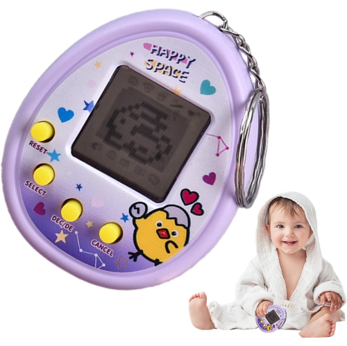 Pet Virtual Machine | Tamagotchi Game with 9 Feeding Modes | Retro Virtual Toy Pet | Retro Portable Game Console - Purple
