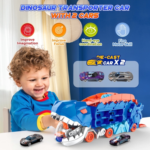 Dragon swallowing car ejection slide storage alloy car, Tyrannosaurus swallowing car and storage car, birthday Christmas gift for boys and children