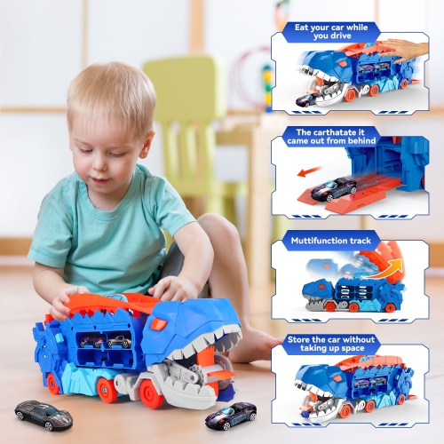 Dragon swallowing car ejection slide storage alloy car, Tyrannosaurus swallowing car and storage car, birthday Christmas gift for boys and children