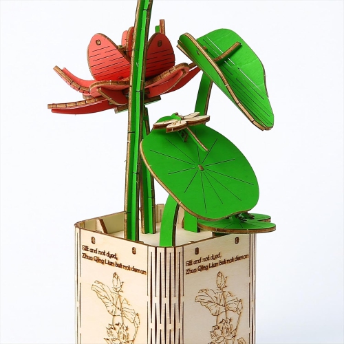 3D Wooden Jigsaw Puzzle Gardening Series Lotus Model Building DIY Science Kit Birthday Suitable for Adults and Teens, Birthday Gift