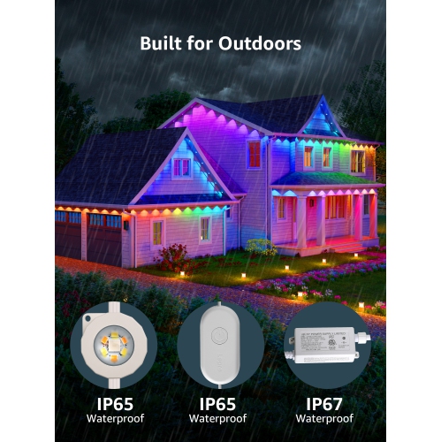 Lepro E1 AI Permanent Outdoor Lights APP Control, 150ft RGB+IC Smart Eaves Lights with 90 Warm/Cool White LED, Alexa Google Enabled Outdoor Lights