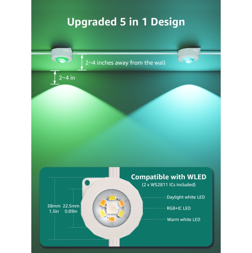 Lepro E1 AI Permanent Outdoor Lights APP Control, 150ft RGB+IC Smart Eaves Lights with 90 Warm/Cool White LED, Alexa Google Enabled Outdoor Lights