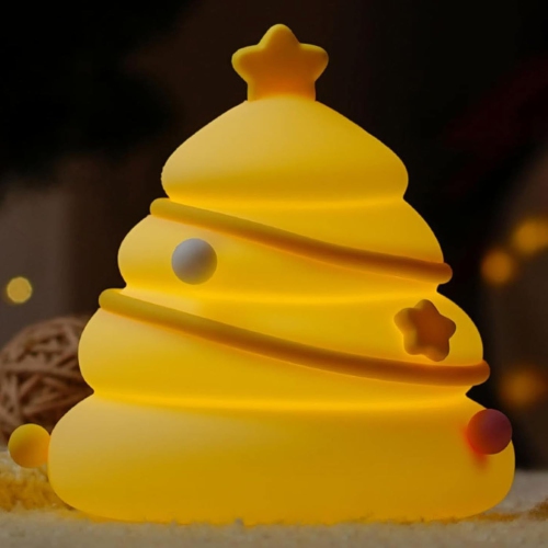 GREEN SCENIC  Christmas Tree Night Light, Cute Led Light, Dimmable Silicone Kids Night Light, Rechargeable Touch Bedside Lamp, Fun Desk Lamp And