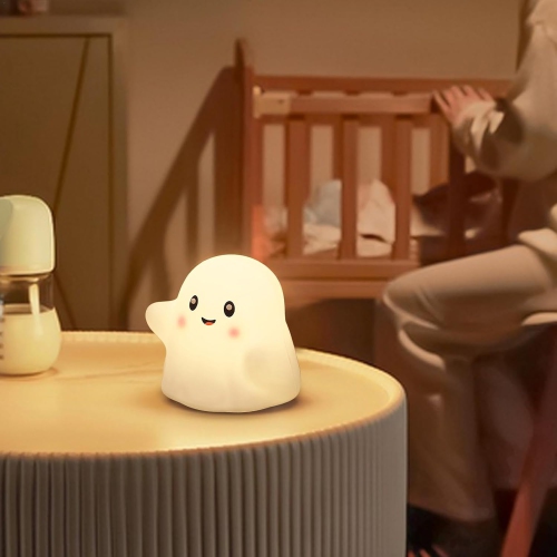 Halloween silicone ghost night light | Three-speed touch dimming | Baby room safety night light | Soft light without glare | Bedroom/camping