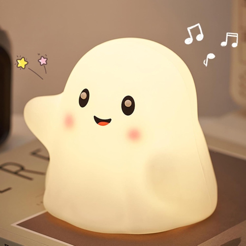 Halloween silicone ghost night light | Three-speed touch dimming | Baby room safety night light | Soft light without glare | Bedroom/camping