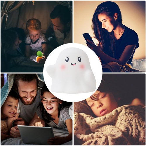 Halloween silicone ghost night light | Three-speed touch dimming | Baby room safety night light | Soft light without glare | Bedroom/camping