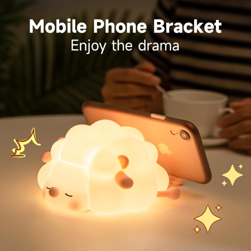 Veilleuse de bébé mouton en silicone | Gradation à trois vitesses | Matériaux de qualité alimentaire | Veilleuse à lumière douce | Lumière d'ambiance