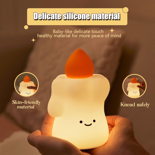 Candle pat lamp night light - three levels of touch, soft light, food-grade silicone material, exquisite gift recommendation