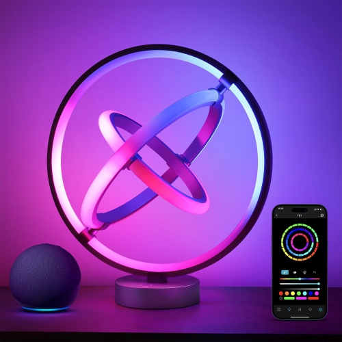 Lepro AI Smart Table Lamp, RGBIC Addressable LED Lamp Alexa Google Compatible, LightBeats Music Sync, Color Changing Modern Desk Lamp