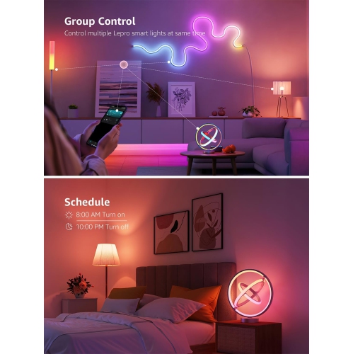 Lepro AI Smart Table Lamp, RGBIC Addressable LED Lamp Alexa Google Compatible, LightBeats Music Sync, Color Changing Modern Desk Lamp