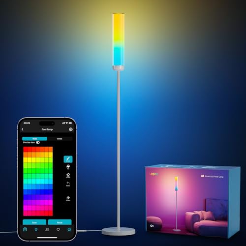 Lepro O1 AI Floor Lamp, RGBICWW 2300 Lumens Smart Lamp, Alexa/Google Assistant Enabled Corner Floor Lamp, WiFi APP Control, Music Sync