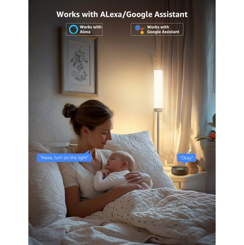 Lepro O1 AI Floor Lamp, RGBICWW 2300 Lumens Smart Lamp, Alexa/Google Assistant Enabled Corner Floor Lamp, WiFi APP Control, Music Sync