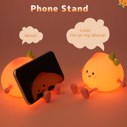 Peach night light - three levels of dimmable warm light, 600mAh battery, portable baby room/bedroom/gift