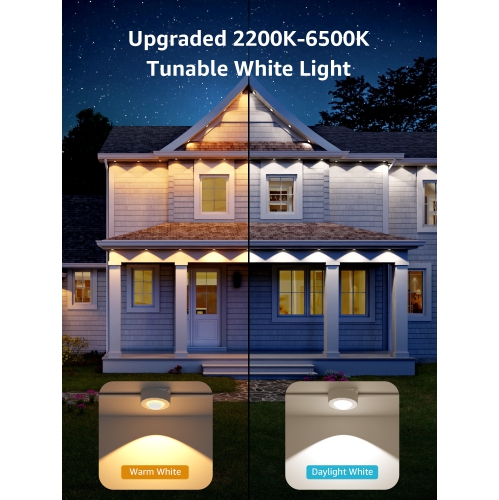 Lepro E1 AI Permanent Outdoor Lights APP Control, 50ft RGB+IC Smart Outdoor Lights with 30 Warm/Cool White LED, Alexa Google Enabled Eaves Lights
