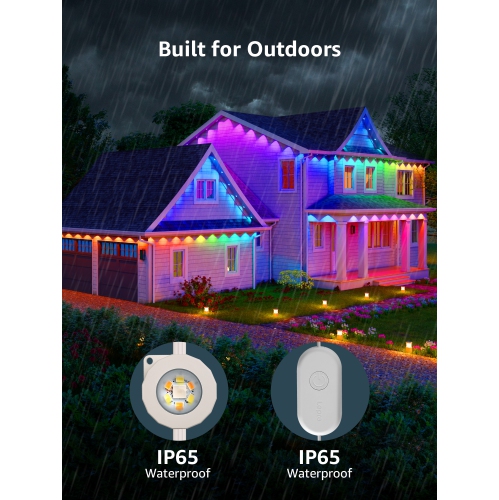 Lepro E1 AI Permanent Outdoor Lights APP Control, 50ft RGB+IC Smart Outdoor Lights with 30 Warm/Cool White LED, Alexa Google Enabled Eaves Lights