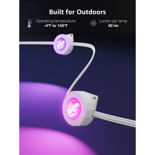 Lepro E1 AI Permanent Outdoor Lights APP Control, 50ft RGB+IC Smart Outdoor Lights with 30 Warm/Cool White LED, Alexa Google Enabled Eaves Lights