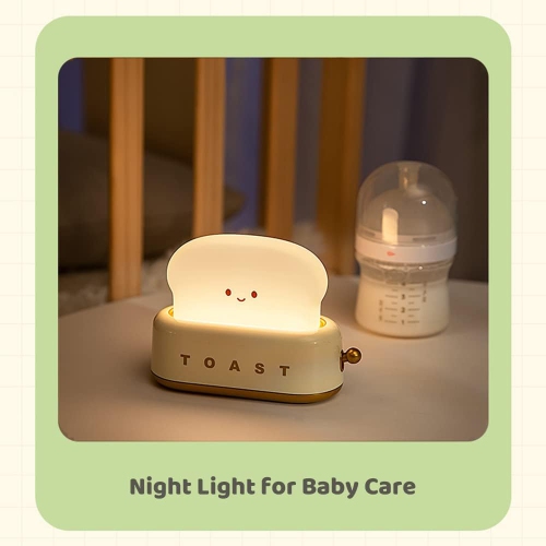 Yellow toaster Night Light - Rechargeable, Dimmable & Timer, 800mAh Battery, Cute Smile Design for Nursery/Bedroom/Decor