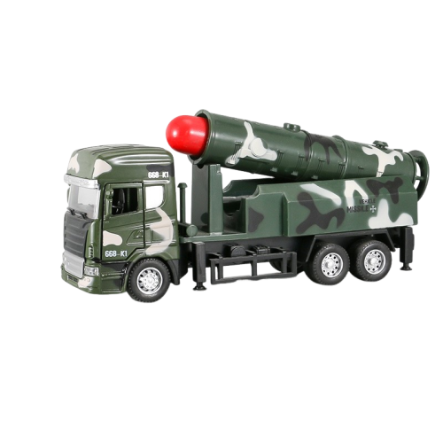 GREEN SCENIC  Military Missile Car Diecast Toy Car Music Light Inertia Model Children's Toy Car (Green)