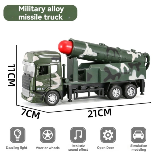 Military Missile Car Diecast Toy Car Music Light Inertia Model Children's Toy Car