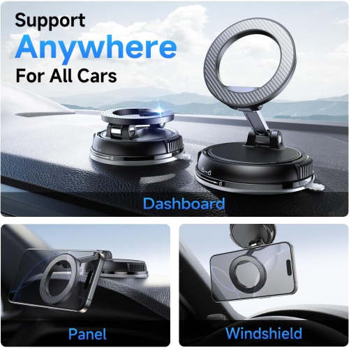 Car Phone Holder for Magsafe [78+LBS Strongest Suction & 2400gf Strongest Magnetic] 360° Adjustable Car Phone Mount, Phone Holders for Your Car for i