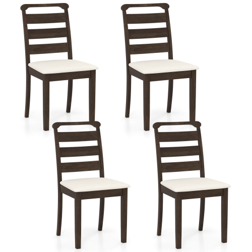 Costway Modern Dining Chair Set of 2/4 Upholstered Farmhouse Chairs with Rubber Wood Frame