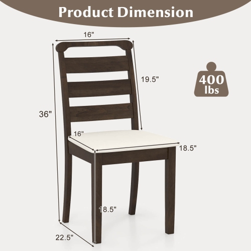 Costway Modern Dining Chair Set of 2/4 Upholstered Farmhouse Chairs with Rubber Wood Frame