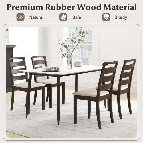 Costway Modern Dining Chair Set of 2/4 Upholstered Farmhouse Chairs with Rubber Wood Frame