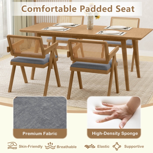 Ensemble de chaises d'appoint en rotin de Costway 2/4 Chaises de salle à manger Chaises de salon modernes de couleur grise