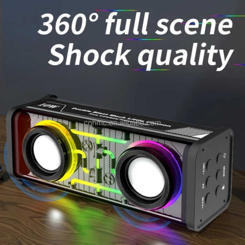 V8 transparent mecha Bluetooth speaker, dual speakers, powerful sound effects, colorful RGB lighting effects, desktop small cannon, shocking bass,