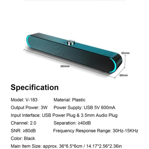 Wired Computer Speakers Stereo Subwoofer Powerful Music Player Bass Surround Speakers 3.5mm Audio