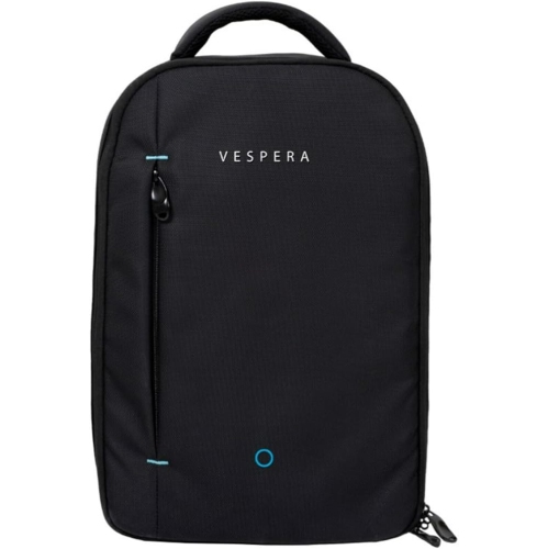 Vespera Foam Padded Backpack with Storage Space Straps and Pockets - Black