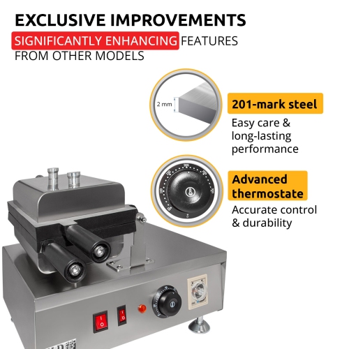 AP-196 Taiyaki Bear Waffle Maker | Bear Shaped Waffles Taiyaki Iron | Stainless Steel | 2 Bear Head Waffles | 110V