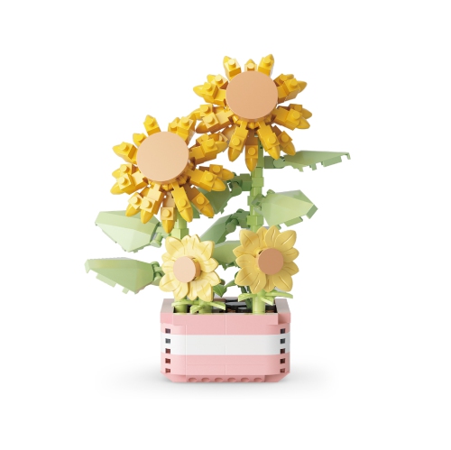Image 1 de 5.. Ensemble de blocs de construction tournesol, blocs de construction miniatures en forme de bonsaï à fleurs artificielles, idéal pour décorer une