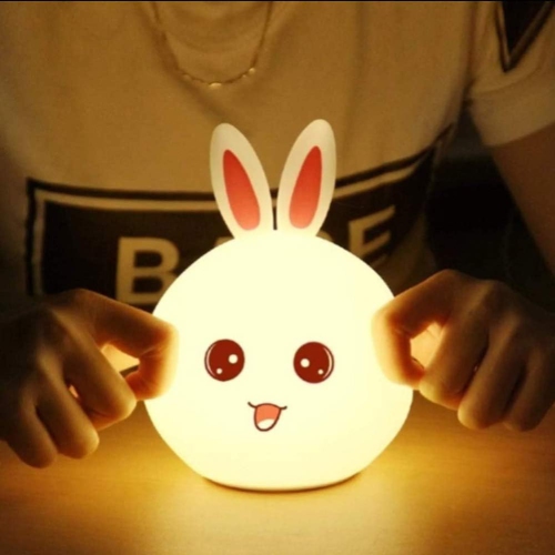 Lampe lapin, veilleuse LED lapin, veilleuse pour enfants, veilleuse pour bébé, lampe à capteur tactile USB en silicone à commande tactile