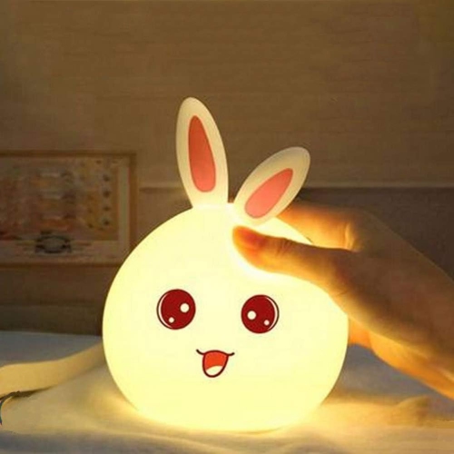 Lampe lapin, veilleuse LED lapin, veilleuse pour enfants, veilleuse pour bébé, lampe à capteur tactile USB en silicone à commande tactile